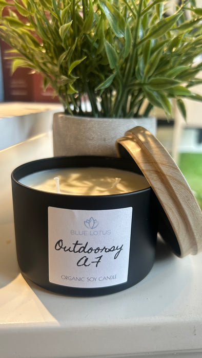 Blue Lotus Candle (6 oz) - Outdoorsy AF (Rivermist, Lotus & Sandalwood Scent)
