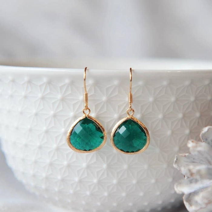 Oh So Lovely - Emerald Glass Earrings