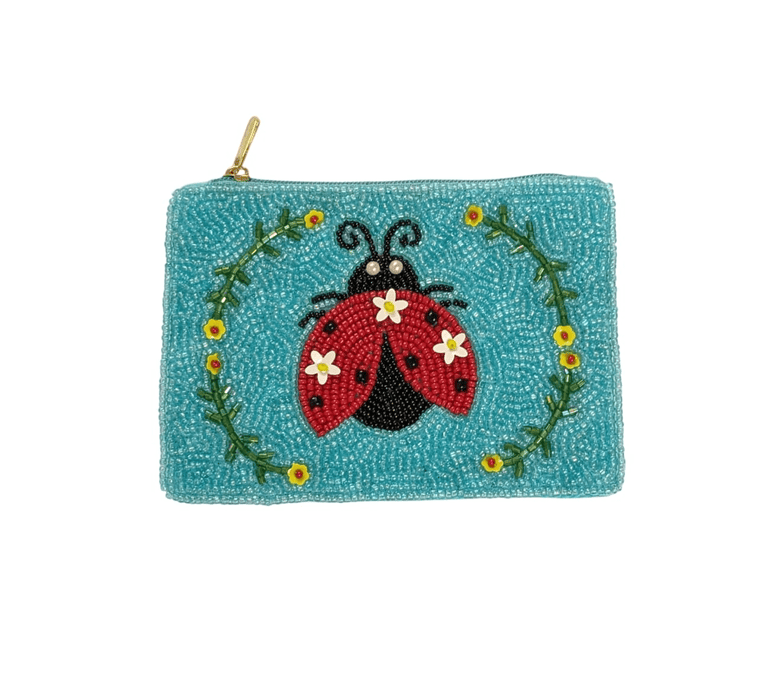 Nima Accessories Inc - Ladies Lady Bug Themed Fully Beaded Coin Purse 