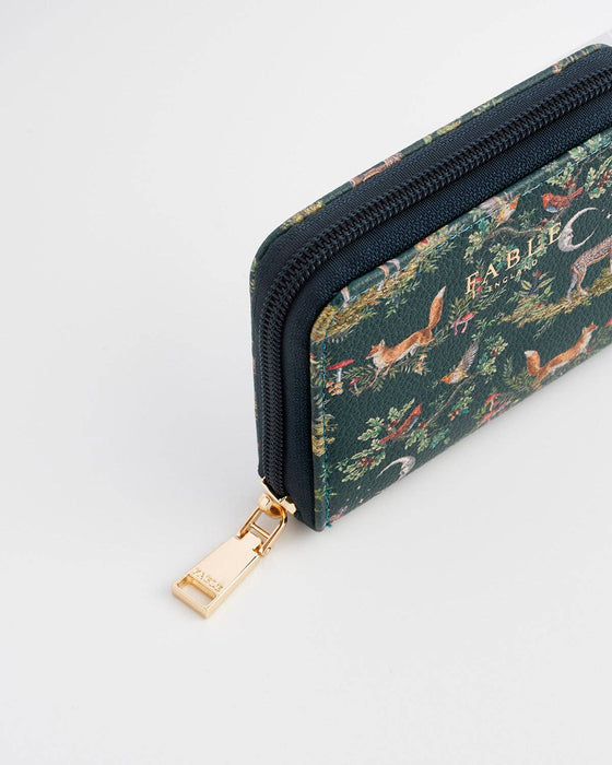 Green Woodland Small Purse – Compact Card Holder Wallet with Zip Pocket | Forest Print Mini Wallet for Women
