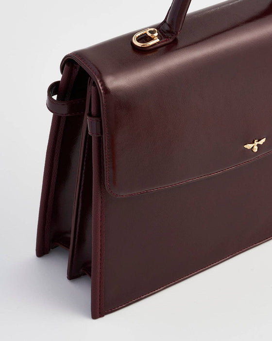 Cherry Red Structured Tote Bag – Medium Top Handle Purse with Shoulder Strap & Organized Interior | Elegant UK Designer Style