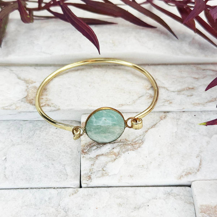 Anju Jewelry -  Gold Plated Bracelet with Semi-Precious Stone - Amazonite