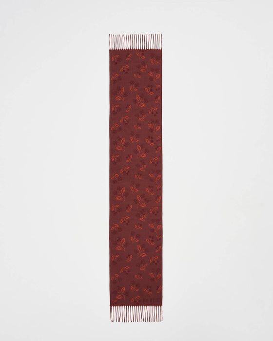 Fable England Blackberry Reversible Burgundy Scarf | Long Jacquard Scarf