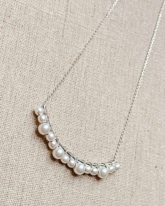 Romantic Faux Pearl Necklace by Gracie Rose | Bridal, Classy Silver Plated Necklace | Made in Vancouver Canada