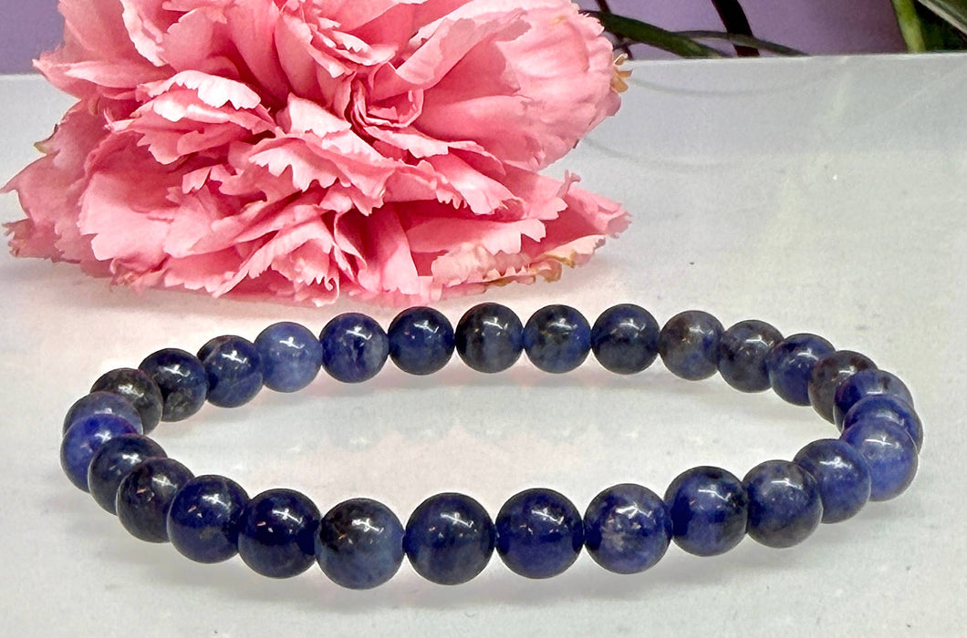 KayleeNYC - 6mm Natural Sodalite Crystal Healing Stretch Bracelet 7.5"