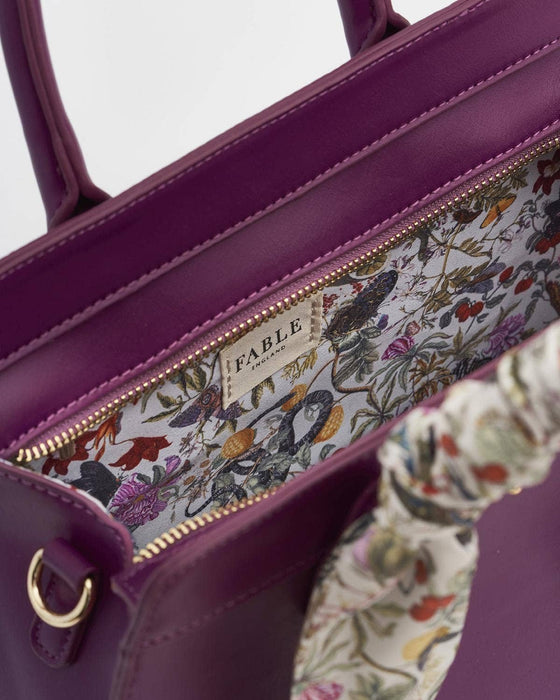 Fable England - FABLE Floral Engravings Large Plum Tote