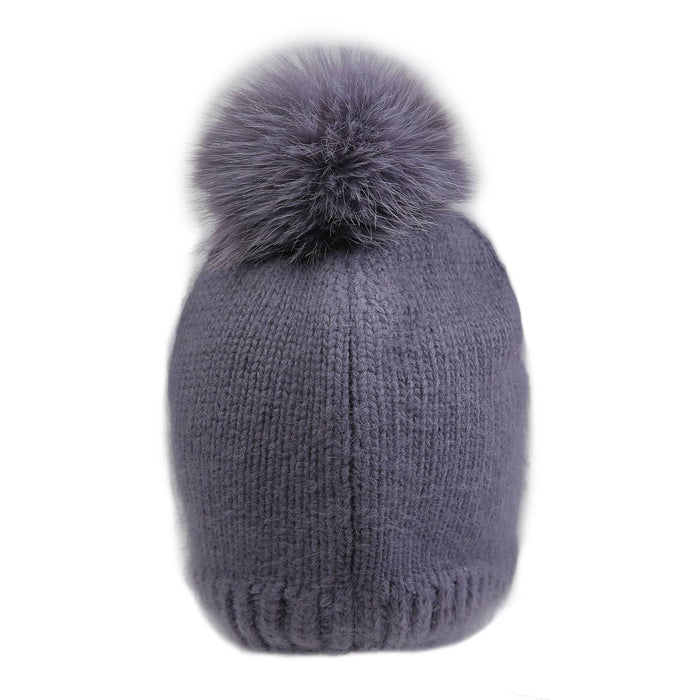 PEACH ACCESSORIES - Crystals Flowers Pompom Hat SD116: Silver
