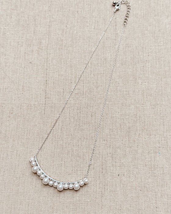 Romantic Faux Pearl Necklace by Gracie Rose | Bridal, Classy Silver Plated Necklace | Made in Vancouver Canada
