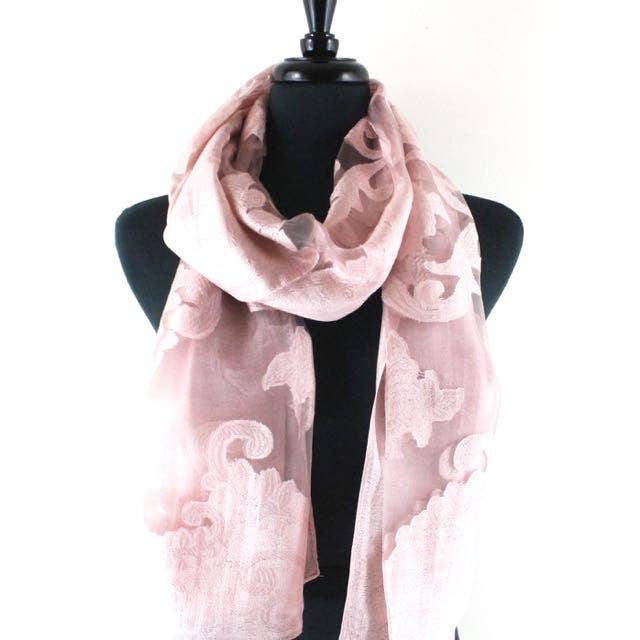 Pretty Persuasions - Shanghai Night See-Through Scarf/Shawl: Ice Pink