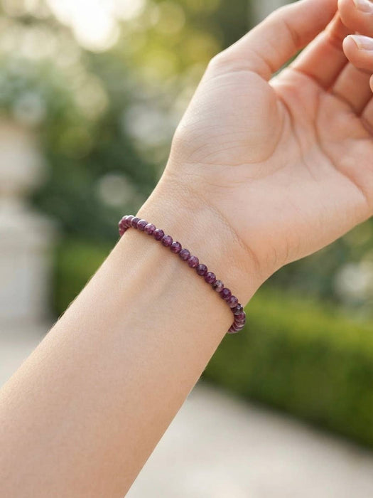 KayleeNYC - Natural Ruby Faceted 4mm Crystal Healing Stretch Bracelet