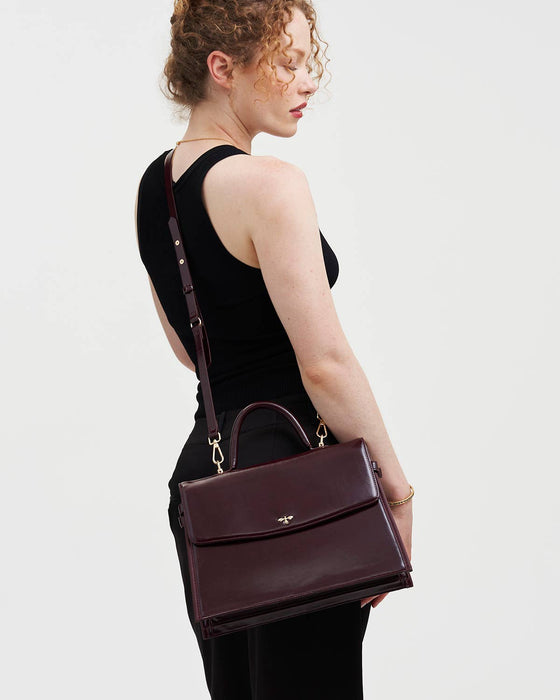 Cherry Red Structured Tote Bag – Medium Top Handle Purse with Shoulder Strap & Organized Interior | Elegant UK Designer Style