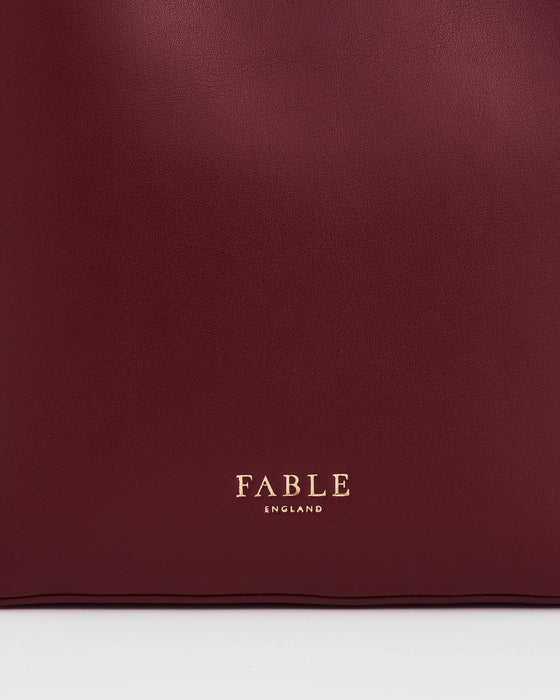 Fable England Burgundy Floral Faux Leather Bucket Bag | Margot
