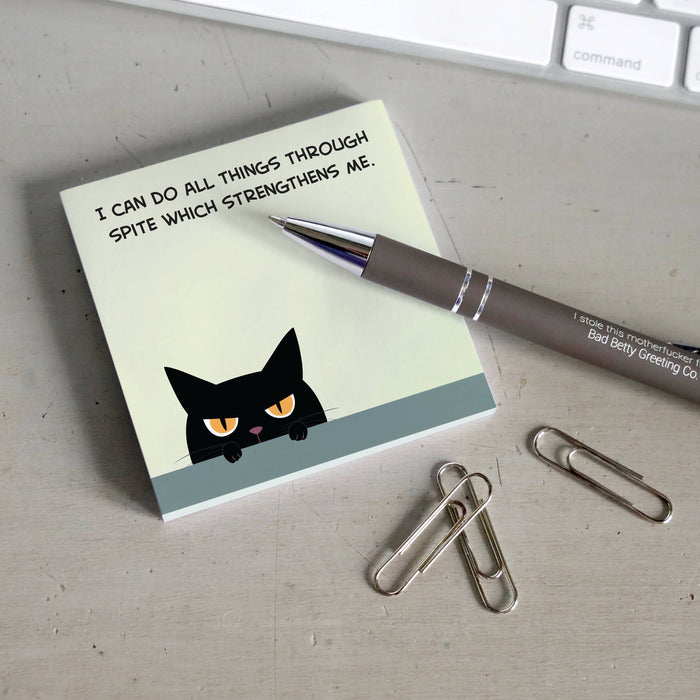 Bad Betty Greeting Co. - I Can Do All Things Through Spite - Funny Sticky Note Pad
