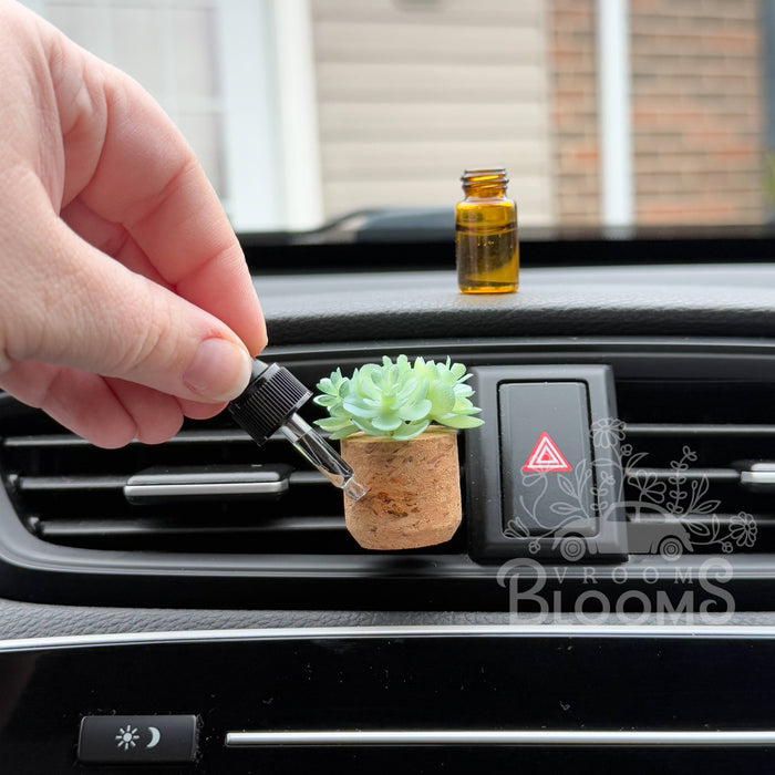 Vroom Blooms - Aqua Succulent Vent Clip Car Air Freshener Diffuser Reusable: Wild Honeysuckle