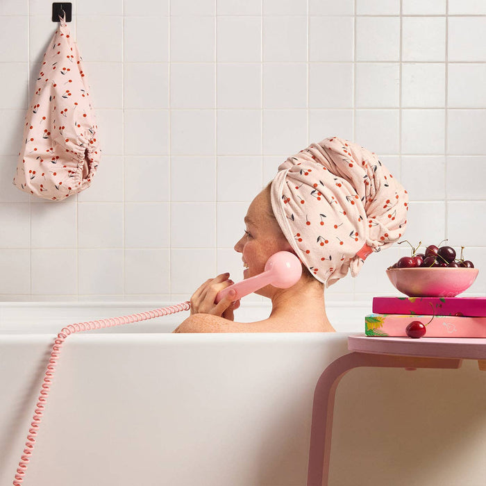 Kitsch Extra Large Microfiber Hair Towel Wrap Cherry Print – Quick Dry Hair Turban, Ultra Absorbent, Anti Frizz, Reduces Breakage, Soft Lightweight