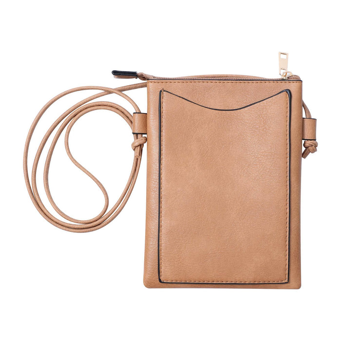 Shine Mark Accessories - Beige - Maple Leaf laser cut crossbody cellphone bag