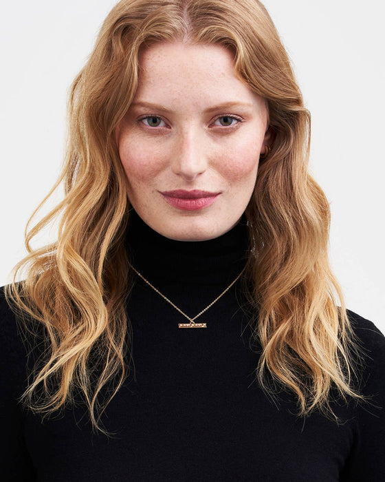 Fable England - Folksy Floral Gold T-Bar Chain Necklace