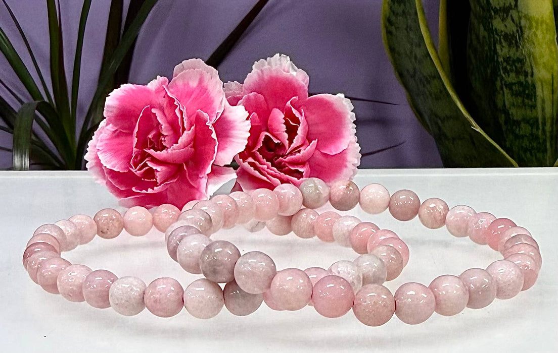 KayleeNYC - 6mm Natural Pink Opal Crystal Stretch Healing Bracelet 7.5"