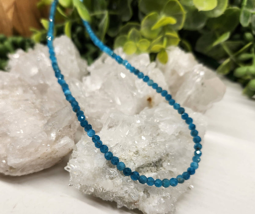 Meraki Gemstones - Blue Apatite Faceted Necklace w/Silver Color Findings, 17"L