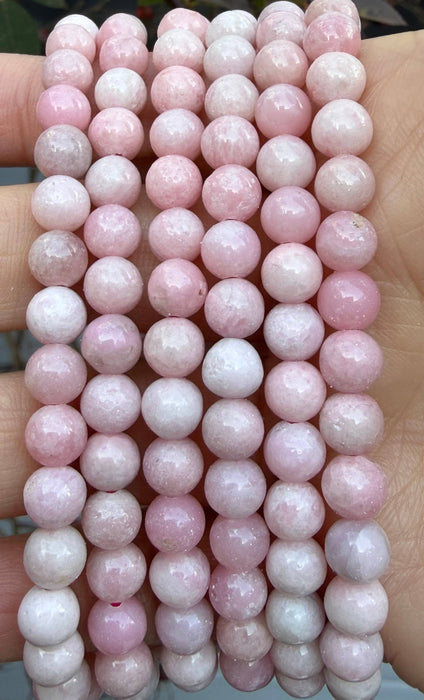 KayleeNYC - 6mm Natural Pink Opal Crystal Stretch Healing Bracelet 7.5"