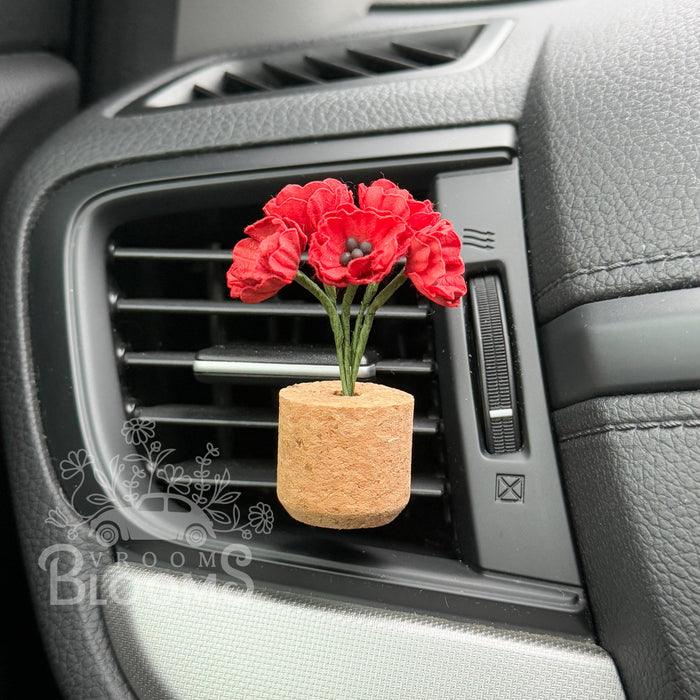 Vroom Blooms - Red Poppies Vent Clip Car Air Freshener Diffuser (Reusable): Blood Orange Paloma