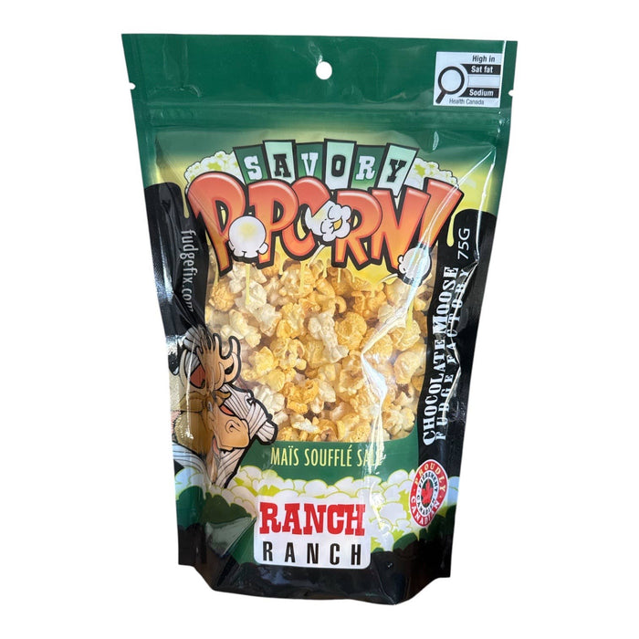 Chocolate Moose Fudge Factory - NEW 75G Savory Popcorn - RANCH: 75G