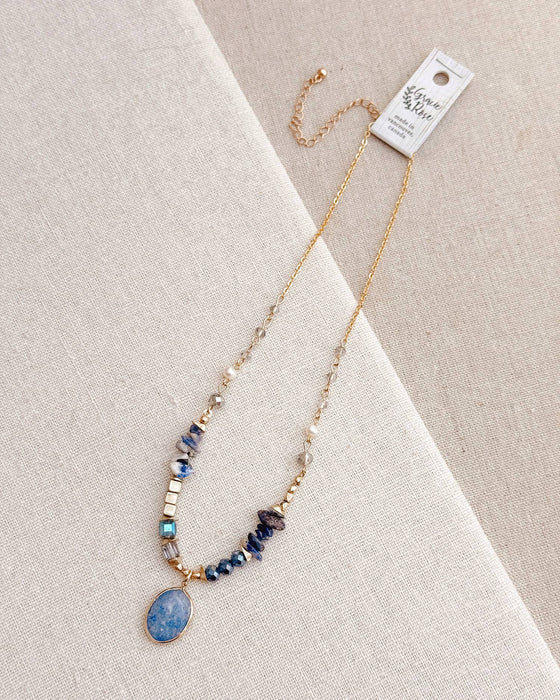 Gracie Rose Designs - Romantic Gold Blue Sodalite & Mixed Beads Short Necklace