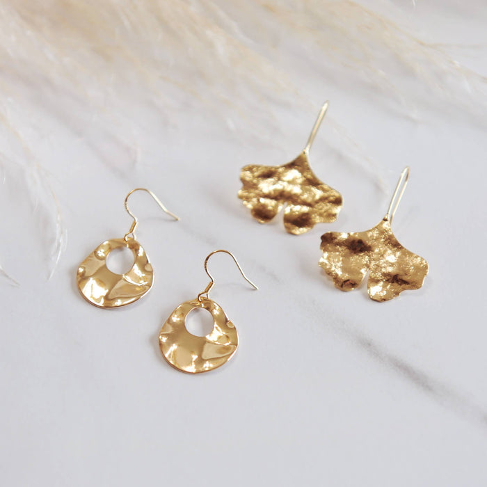 Oh So Lovely - ALEXA / Gold Brass Textured Dangle Earrings