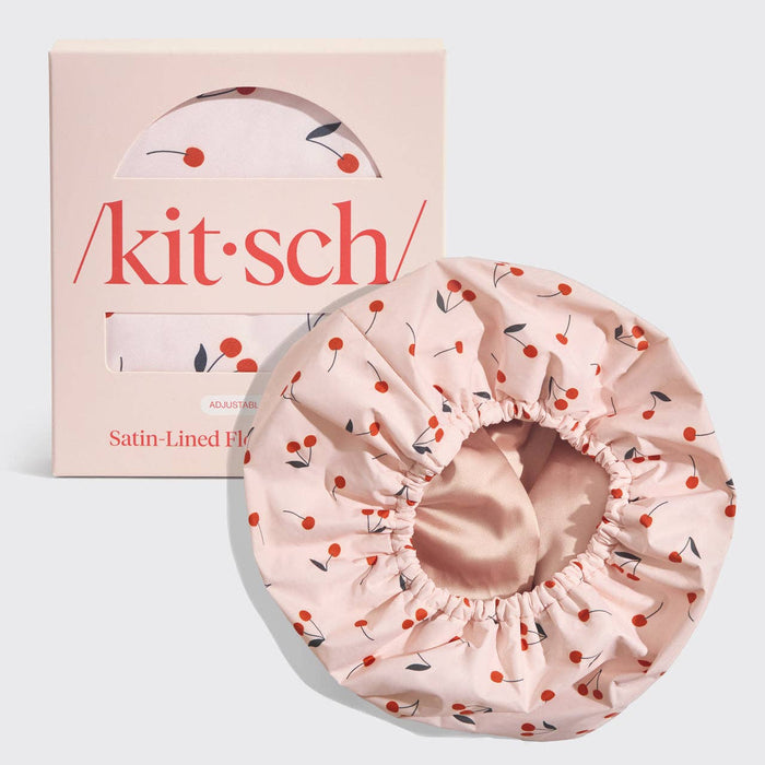Kitsch Satin-Lined Flexi Shower Cap – Adjustable Waterproof Hair Cap, Frizz Protection, Oversized Fit for All Hair Types