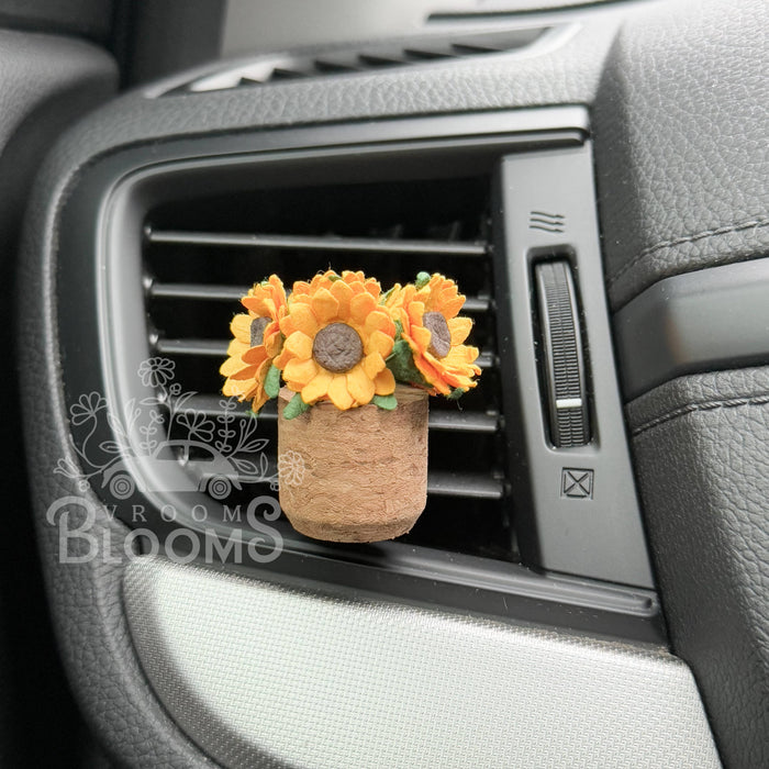 Vroom Blooms - Sunflower Vent Clip Car Air Freshener Diffuser (Reusable): *Bahama Mama*