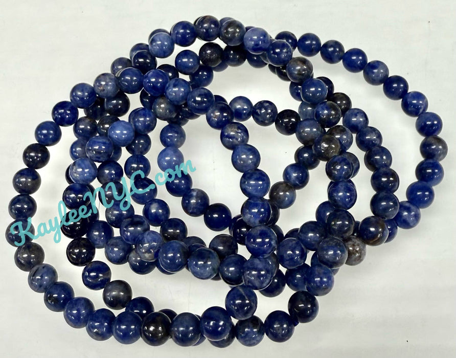 KayleeNYC - 6mm Natural Sodalite Crystal Healing Stretch Bracelet 7.5"