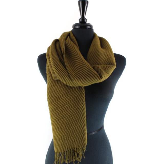 Pretty Persuasions - Ocean Morn Pleated Scarf: Olive