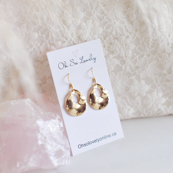 Oh So Lovely - ALEXA / Gold Brass Textured Dangle Earrings