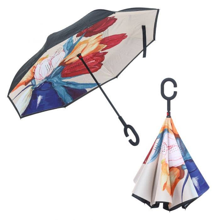 PEACH ACCESSORIES - F950 Upside down umbrella with tulip mania print