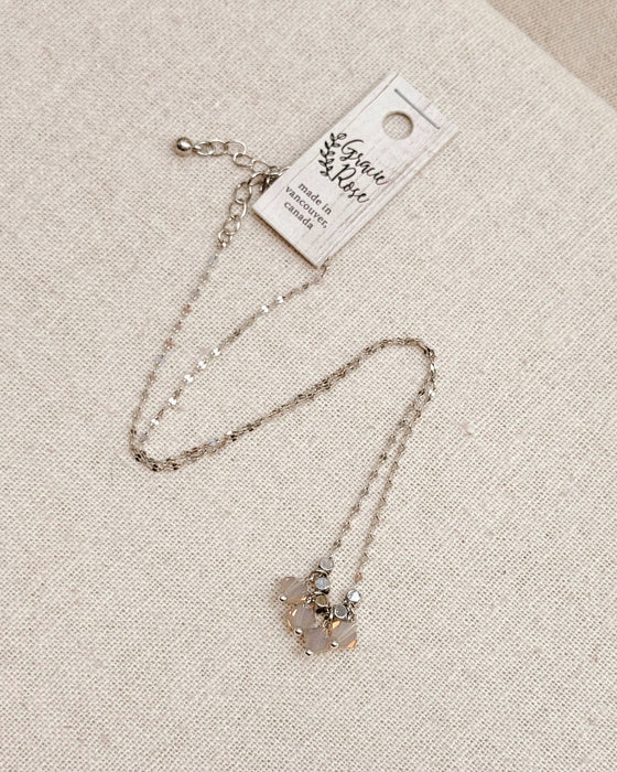 Gracie Rose Designs - Opal Grey Swarovski Crystal Cluster Silver Necklace