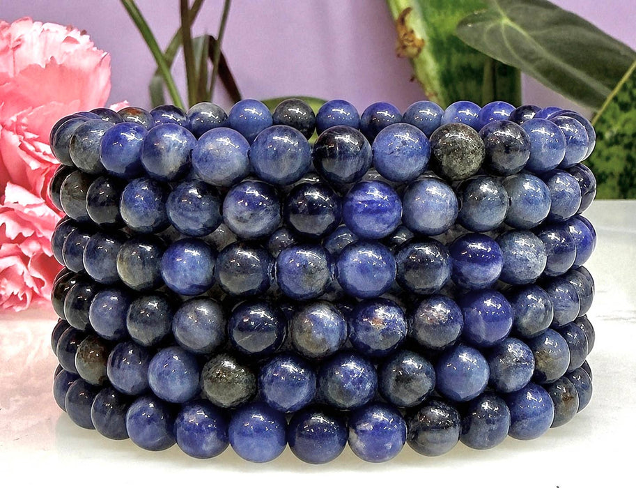 KayleeNYC - 6mm Natural Sodalite Crystal Healing Stretch Bracelet 7.5"