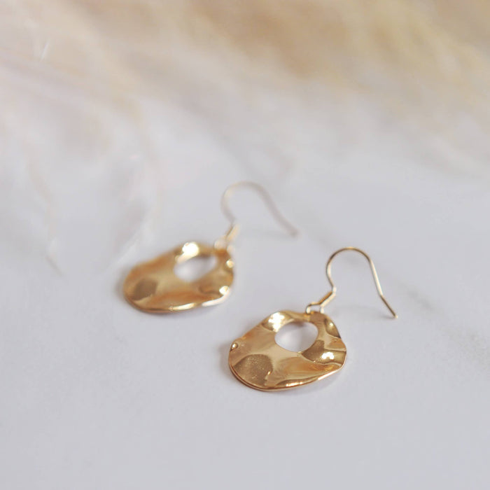 Oh So Lovely - ALEXA / Gold Brass Textured Dangle Earrings