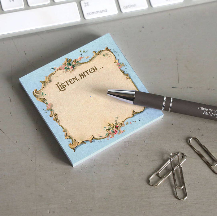 Bad Betty Greeting Co. - Listen Bitch... - Funny Sarcastic Sticky Note Pad