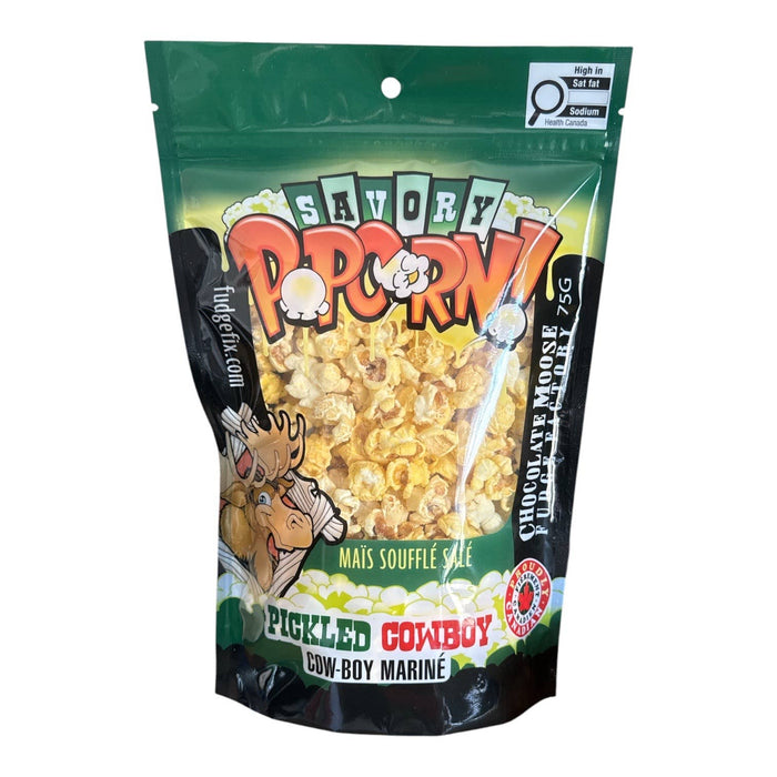 Chocolate Moose Fudge Factory - NEW 75G Savory Popcorn - PICKLED COWBOY: 75G