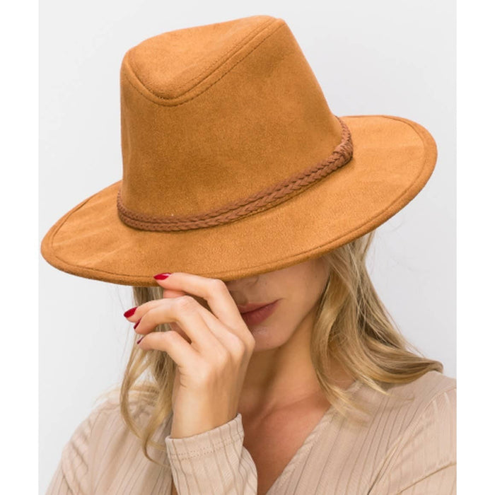 Queens INC - FEDORA HAT  SUEDE BRAID: SAND / ONE SIZE