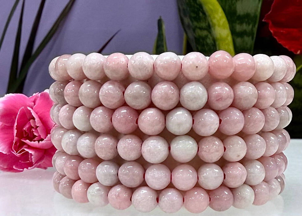 KayleeNYC - 6mm Natural Pink Opal Crystal Stretch Healing Bracelet 7.5"