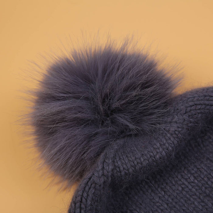PEACH ACCESSORIES - Crystals Flowers Pompom Hat SD116: Silver