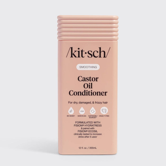 Kitsch Castor Oil Smoothing Conditioner – Hydrating & Detangling Conditioner for Dry, Damaged & Frizzy Hair | Frizz Control, Shine Boost, Cruelty-Free, Eco-Friendly