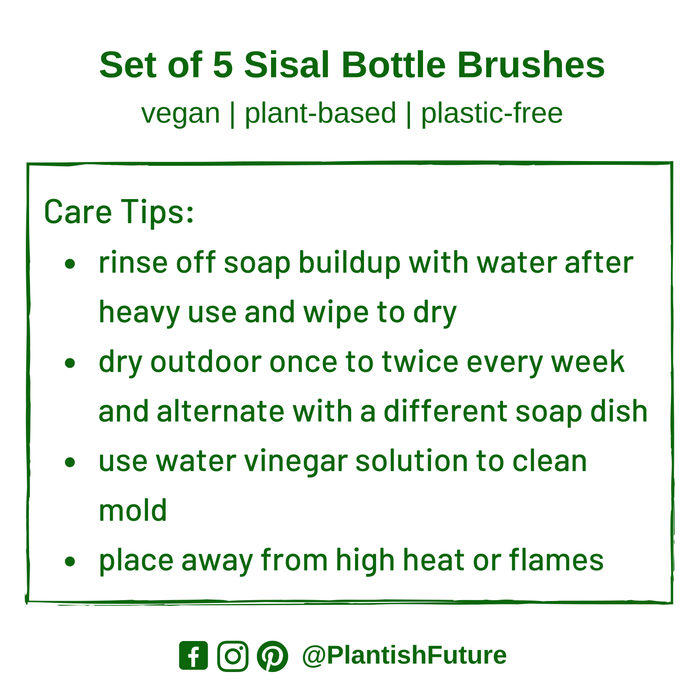 Plantish - Set of 5 Sisal Bottle Brushes