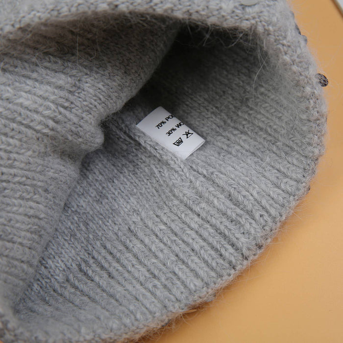 PEACH ACCESSORIES - Glam Glitter Cuff Winter Pompom Hat SD110: Silver