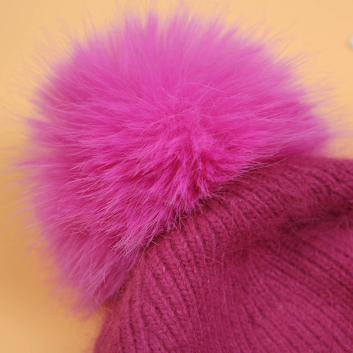 PEACH ACCESSORIES - Decorative Perlies Accent Pompom Hat SD120: Fuchsia