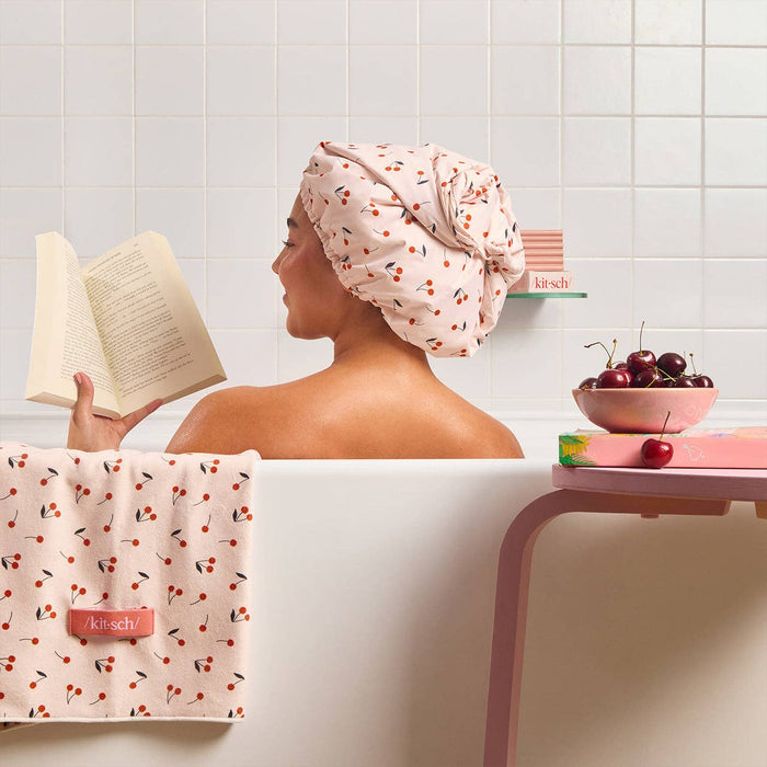 Kitsch Satin-Lined Flexi Shower Cap – Adjustable Waterproof Hair Cap, Frizz Protection, Oversized Fit for All Hair Types