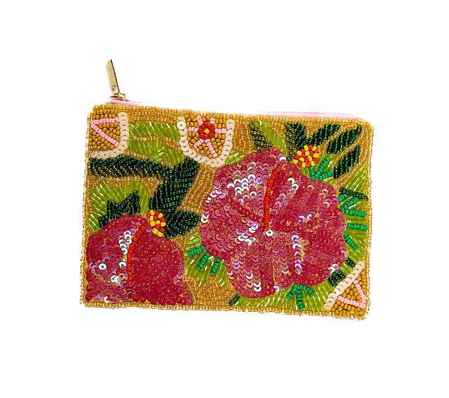 Nima Accessories Inc - Ladies Floral Themed Beaded Coin Purse