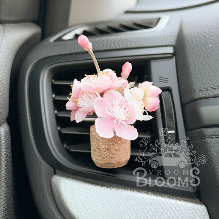 Vroom Blooms - Pink Cherry Blossom Vent Clip Car Air Freshener (Reusable) : Beach Linen