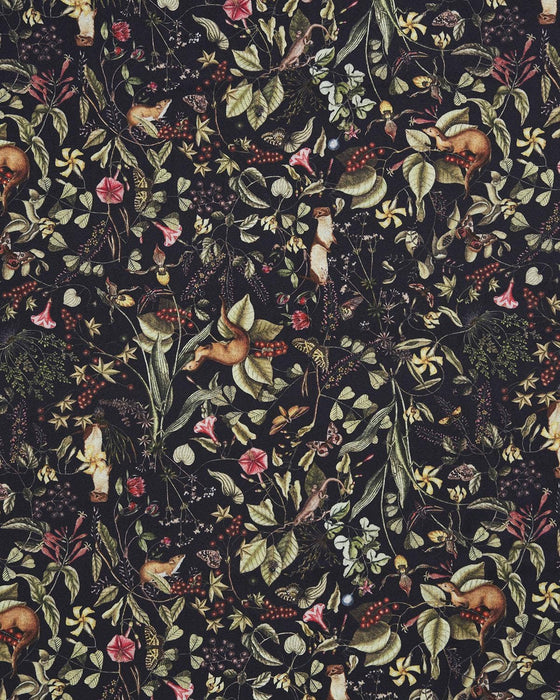 Fable England - FABLE Wolf Garden Navy Scarf with Tassels